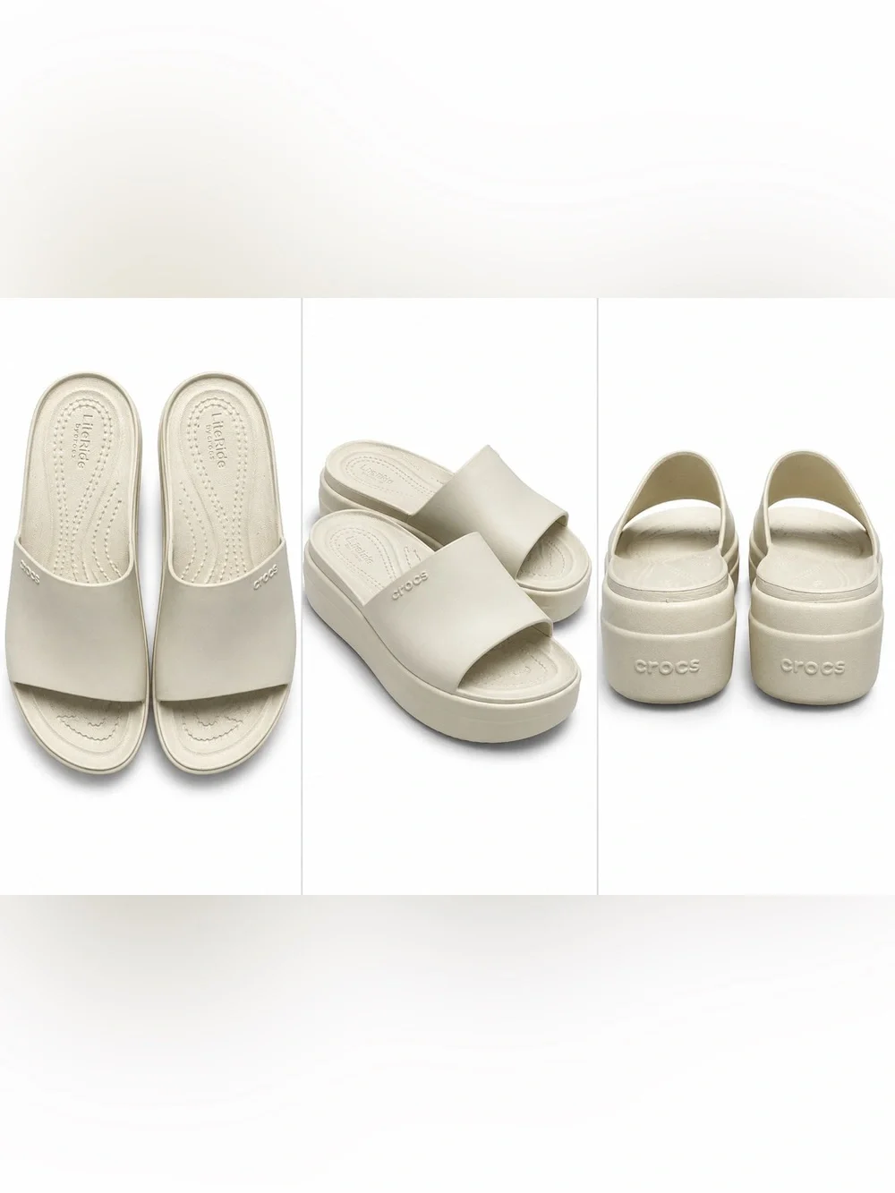 CROCS | Shoes | Crocs Platform Slide Sandals In Cream | Poshmark display picture 3